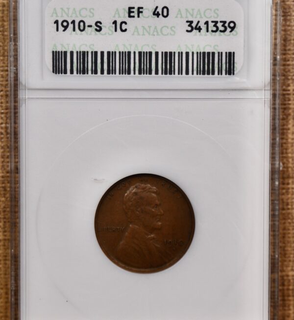 1910-S Lincoln Cent ANACS EF40, 1989 Collection - Image 3