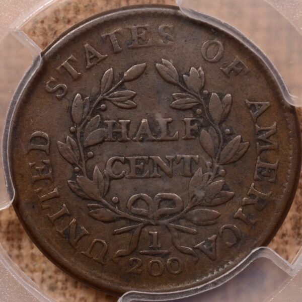 1804 C.9 Manley 4.0 Crosslet 4, Stems Draped Bust Half Cent PCGS VF30BN - Image 2