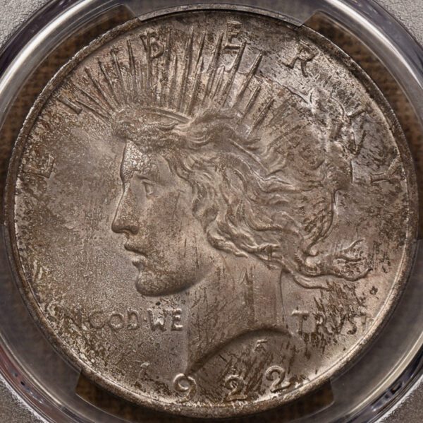 1922 Peace Dollar PCGS MS65, COLOR!