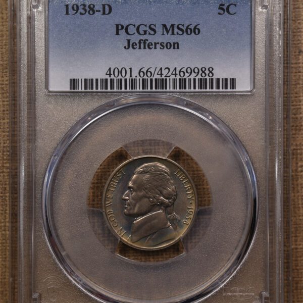 1938-D Jefferson Jefferson Nickel PCGS MS66, subtle WOW color - Image 3