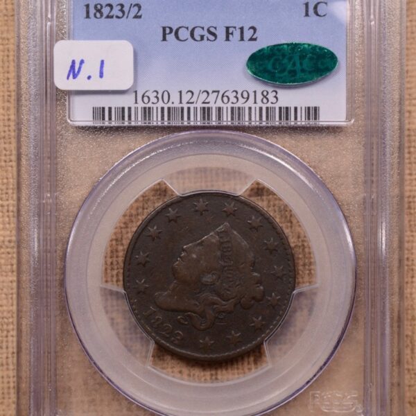 1823/2 N.1 Coronet Head Cent PCGS F12 (CAC) - Image 3