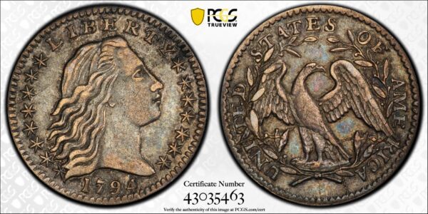 1794 LM-3 R4 Flowing Hair Half Dime PCGS AU50 - Image 4