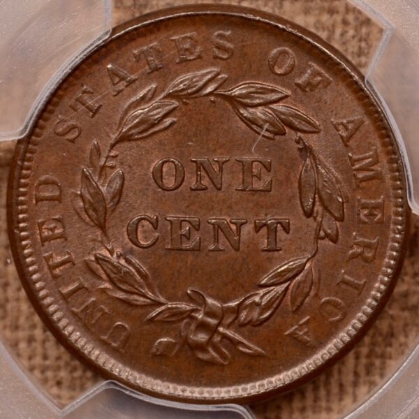 1839 N.13 Booby Head Coronet Head Cent PCGS MS65BN (CAC) - Image 2