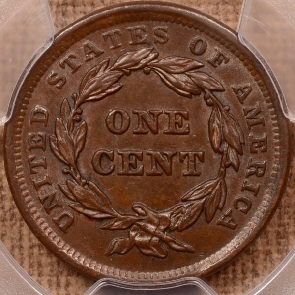 1842 N.6 Large Date Braided Hair Cent PCGS MS62BN - Image 2