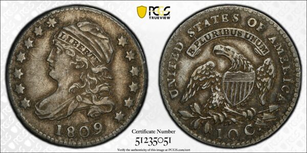 1809 JR-1 Capped Bust Dime, PCGS XF40 CAC - Image 3