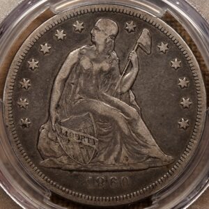 1860-O Liberty Seated Dollar, PCGS VF30 CAC