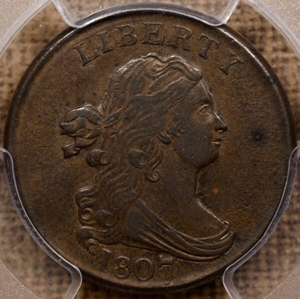 1807 C.1 Draped Bust Half Cent PCGS AU55 CAC