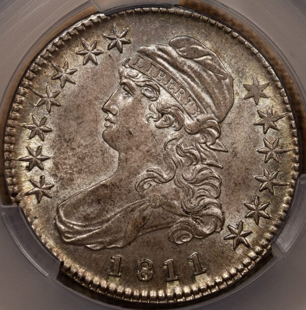 1811 O.107 R4 Small 8 Capped Bust Half dollar CACG MS63+