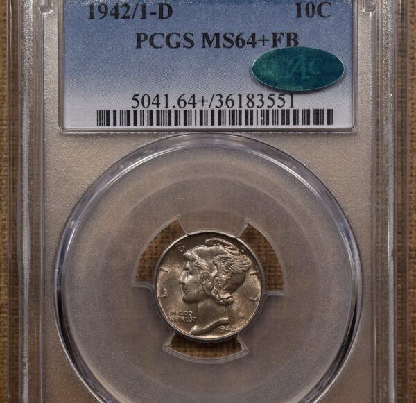 1942/1-D Mercury dime PCGS MS64+ FB CAC - Image 5