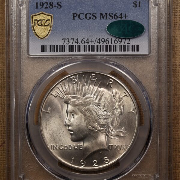 1928-S Peace Dollar, PCGS MS64+ CAC - Image 4