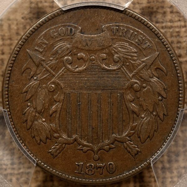 1870 Two Cent Piece PCGS XF45 CAC