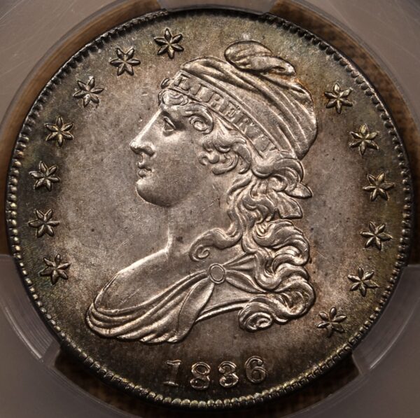 1836/1836 O.108a Capped Bust Half Dollar, CACG AU58 - Image 3