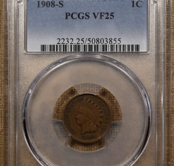 1908-S Indian Cent PCGS VF25 - Image 3