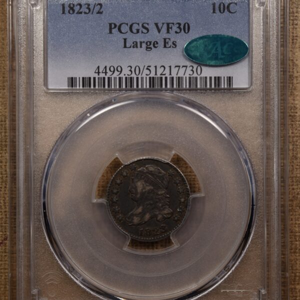 1823/2 JR-3 Large E's Capped Bust Dime, PCGS VF30 CAC - Image 4