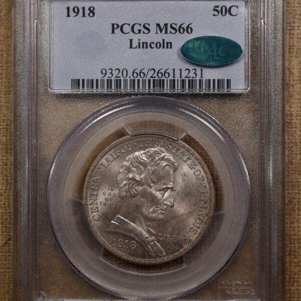 1918 Lincoln Commemorative Half Dollar, PCGS MS66 CAC - Image 3