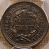 1852 N.4 Braided Hair Large Cent, PCGS AU58 CAC - Image 2