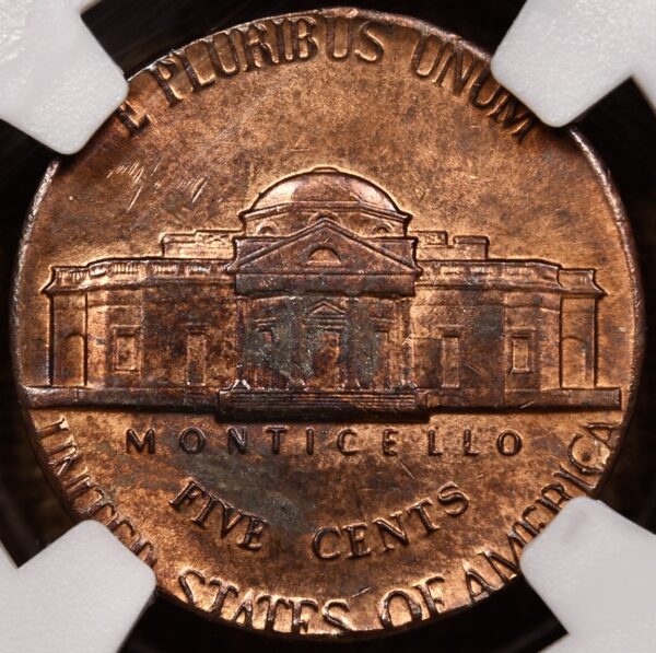 1979 Jefferson Nickel Mint Error on a 1 Cent Planchet, NGC MS64 RB - Image 2