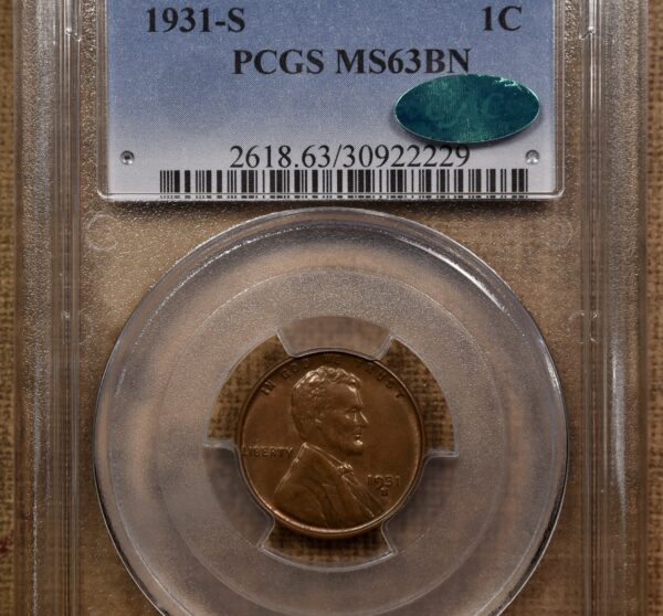 1931-S Lincoln Cent, PCGS MS63 BN CAC - Image 3