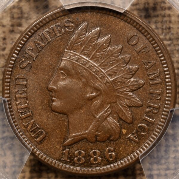 1886 Type 2 Indian Cent, PCGS MS63 BN CAC