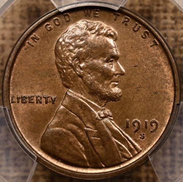 1919-S Lincoln Cent, PCGS MS63 RB CAC