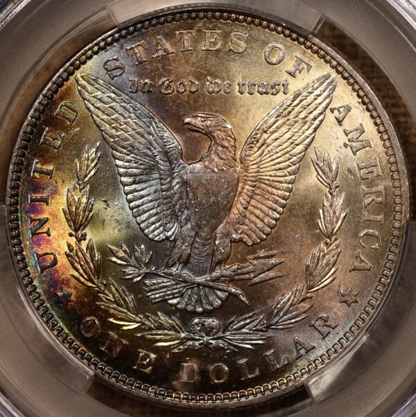 1887 Morgan Dollar, CACG MS64, Exceptional bag rainbow - Image 2