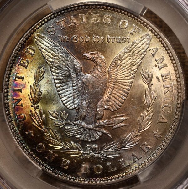 1887 Morgan Dollar, CACG MS64, Exceptional bag rainbow - Image 3