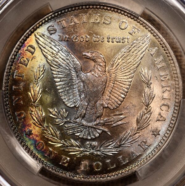 1887 Morgan Dollar, CACG MS64, Exceptional bag rainbow - Image 4