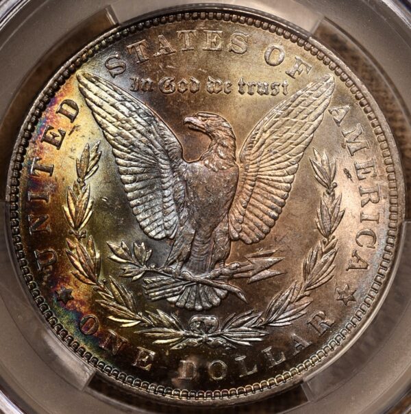 1887 Morgan Dollar, CACG MS64, Exceptional bag rainbow - Image 5