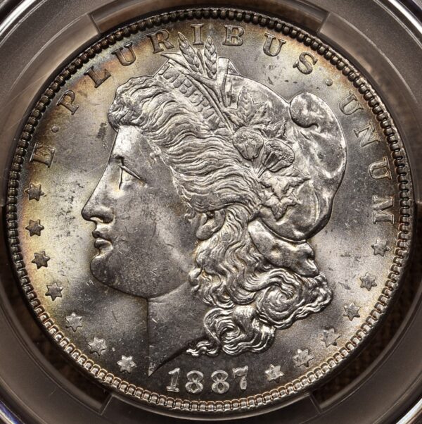 1887 Morgan Dollar, CACG MS64, Exceptional bag rainbow - Image 6