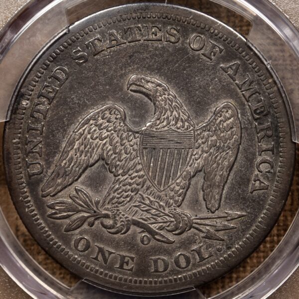 1859-O Liberty Seated Dollar, PCGS VF35 CAC - Image 2