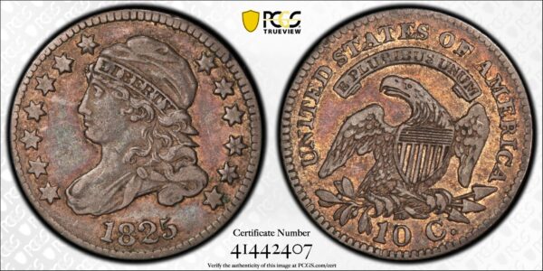 1825 JR-1 R4 Capped Bust Dime, PCGS XF40 CAC - Image 3