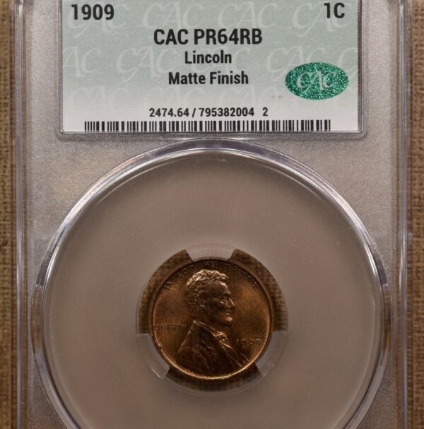 1909 Matte Proof Lincoln Cent, CACG PR64 RB - Image 4