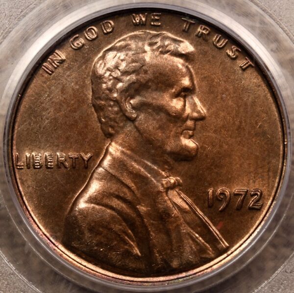 1972 Double Die Obverse Lincoln Cent, PCGS MS63 RB CAC