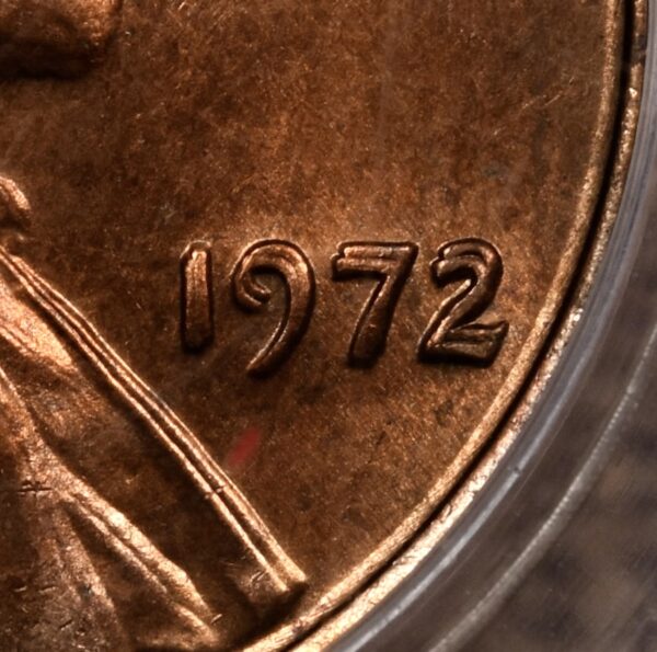1972 Double Die Obverse Lincoln Cent, PCGS MS63 RB CAC - Image 4