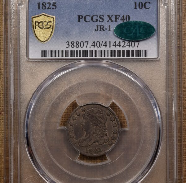 1825 JR-1 R4 Capped Bust Dime, PCGS XF40 CAC - Image 4