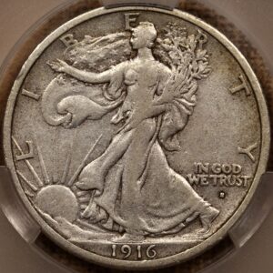 1916-S Walking Liberty Half Dollar, CACG VF30